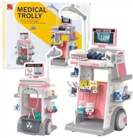 Zestaw doktor wózek medyczny różowy 26el - tantis.pl