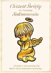 Karnet A5 Chrzest - Złoty anioł