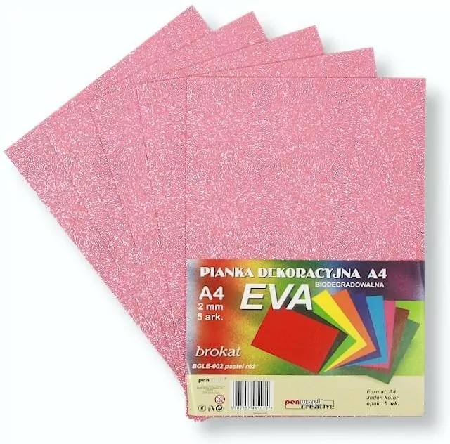 Pianka brokatowa A4 Eva pastel. róż biodegrad. 5sz - tantis.pl