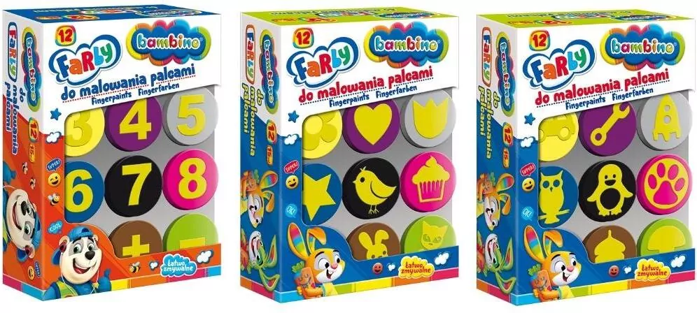 Farby do malowania palcami 12 kolorów - tantis.pl