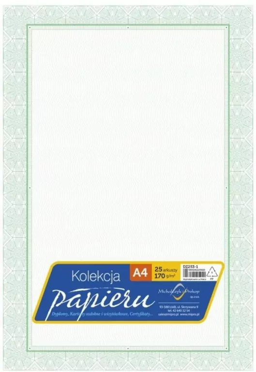 Papier ozdobny A4 certyfikat dyplom 170g/m2 25ar - tantis.pl