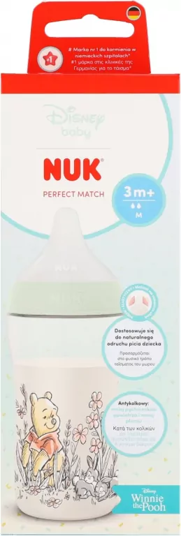 NUK. Perfect Match. Butelka z silikonowym smoczkiem. 260 ml. Kubuś - tantis.pl