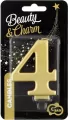 Świeczka cyferka 4 Beauty&Charm metalik złota 8cm - tantis.pl