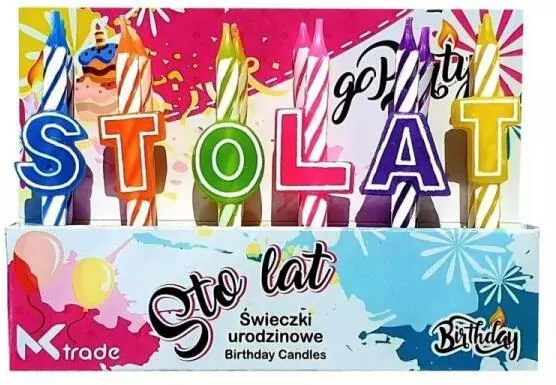 Świeczki urodzinowe "Sto lat" - tantis.pl