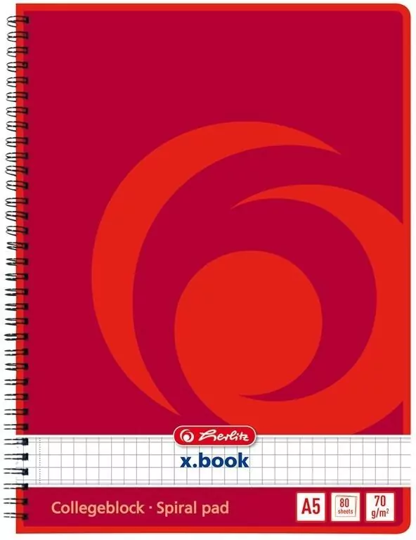 Brulion na spirali A5/80K kratka x.book (4szt) - tantis.pl