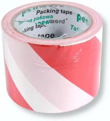 Taśma ostrzegawcza biało-czerwona 75mmx100m