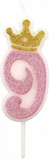 Świeczka 9 różowa 6,8cm PARTY GO - tantis.pl