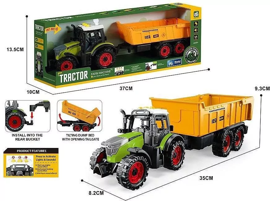 Traktor z przyczepą 35x9x8cm - tantis.pl