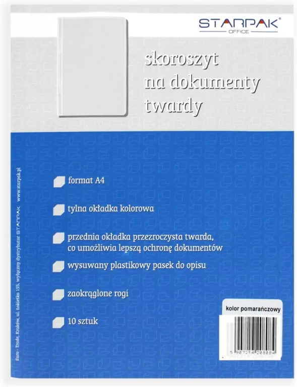 Skoroszyt twardy A4 pomarańczowy (10szt) - tantis.pl