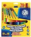 Kredki ołówkowe trójkątne dwustronne. 48 kolorów. Temperówka gratis - tantis.pl