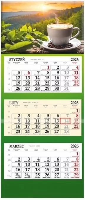 Kalendarz 2026 trójdzielny Kawa - tantis.pl