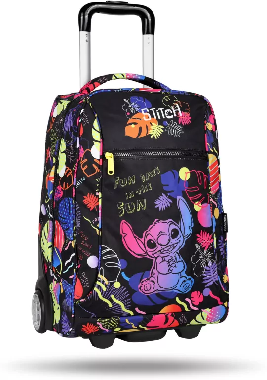 Plecak młodzieżowy na kółkach Disney Black Compact Stitch - tantis.pl