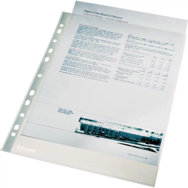Esselte. Koszulki PP A4, Krystaliczne 40MIC 13089, 100 sztuk - tantis.pl