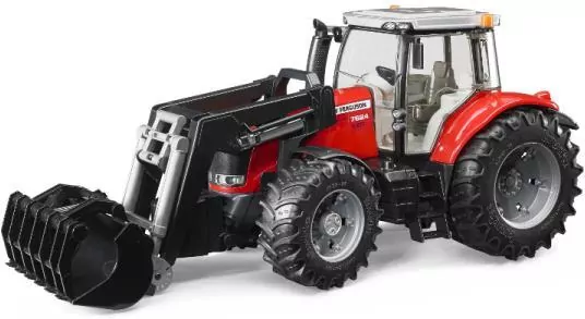 Traktor Massey Ferguson. Pojazd rolniczy z ładowarką. 7624 BRUDER - tantis.pl