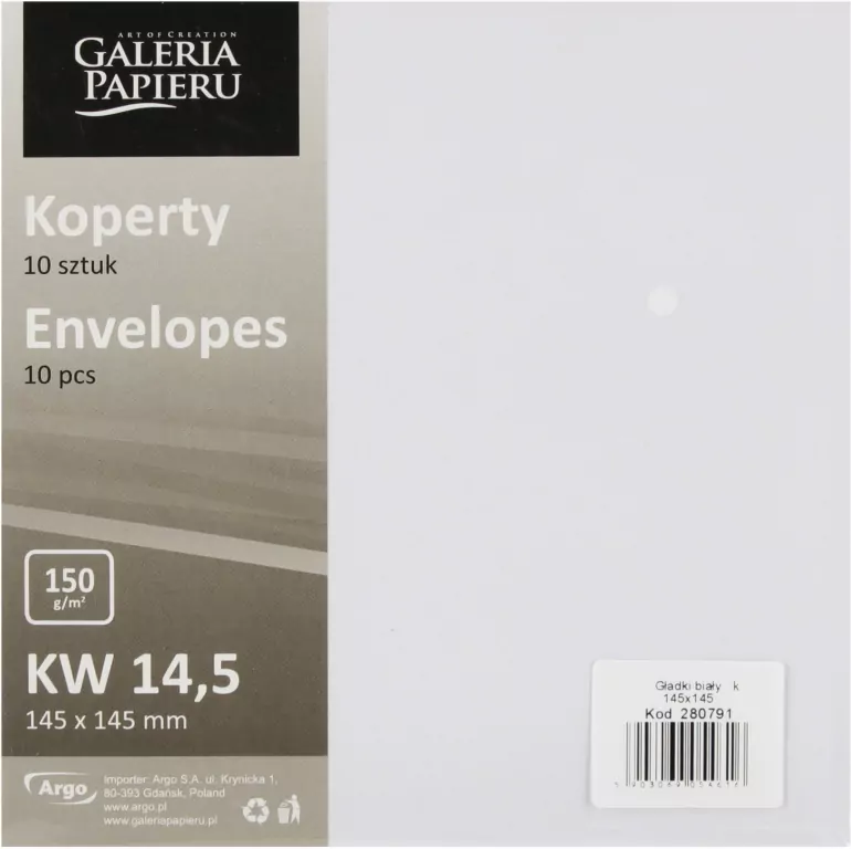 KOPERTA 145X145 NK BIA GLAD GAL PAP OP10SZT PB - tantis.pl