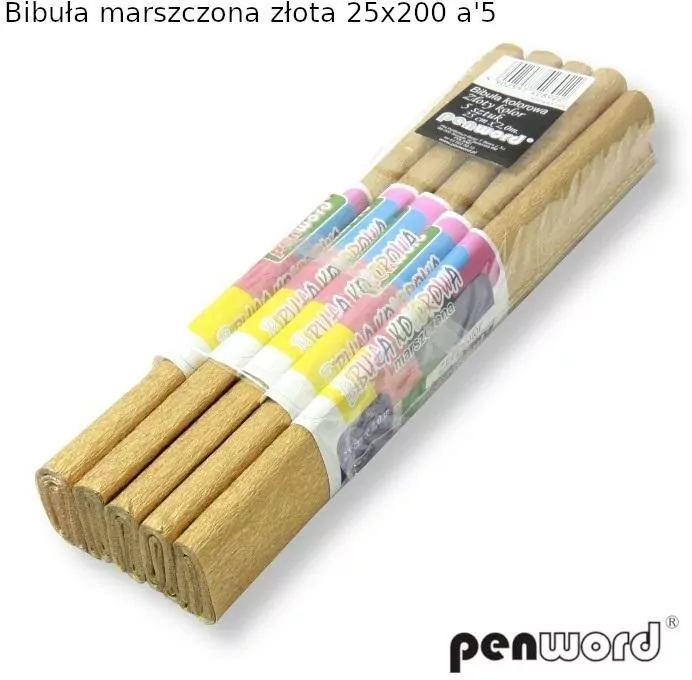 Bibuła marszczona złota 5 x 200, 5 szt - tantis.pl