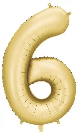 Balon foliowy cyfra 6 86cm złoty - tantis.pl