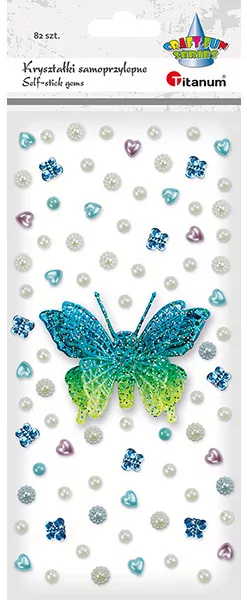 Kryształki samoprzylepne motyl 3D 75x60mm 82szt - tantis.pl