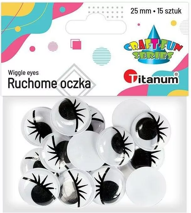 Oczy dekoracyjne czarno -białe z rzęsami 25mm - tantis.pl