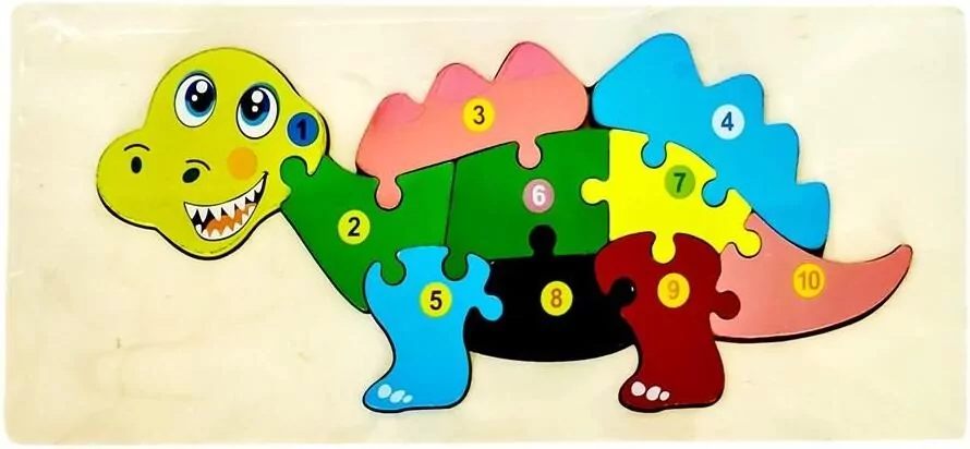 Puzzle drewniane z cyframi. Dinozaur - tantis.pl