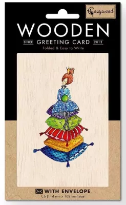 Karnet drewniany C6 + koperta. Księżniczka