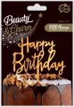 Dekoracja akrylowa B&C na tort Happy Birthday złota 14x10 cm PF-DAKH - tantis.pl