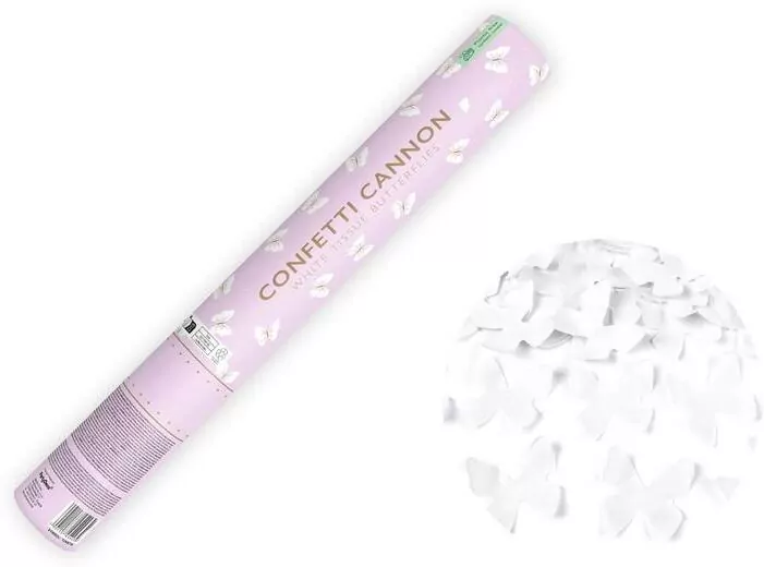 Tuba z motylkami biały 40cm - tantis.pl