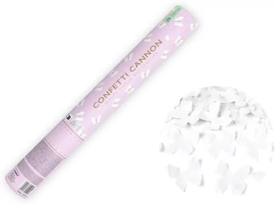 Tuba z motylkami biały 40cm