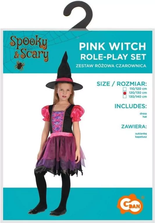 Strój dla dzieci Różowa Czarownica rozm. 120/130cm - tantis.pl