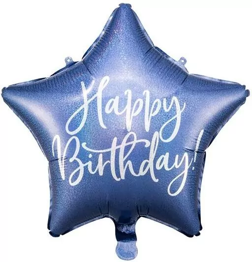 Balon foliowy. Happy Birthday. Granatowy 40cm - tantis.pl