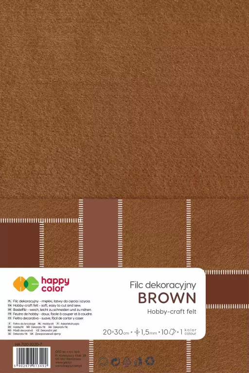 Happy Color. Filc dekoracyjny brązowy, 10 sztuk - tantis.pl