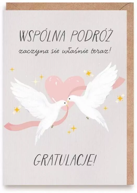 Kartka ślubna Gołębie, eko koperta - tantis.pl