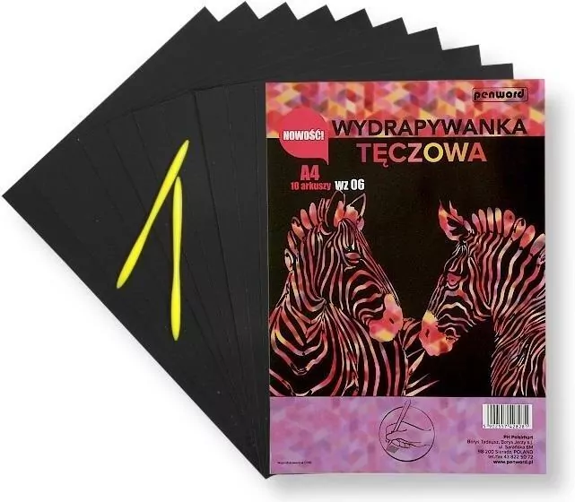 Wydrapywanka tęczowa A4 (10 arkuszy) multikolor + 2 rylce - tantis.pl