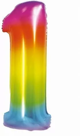 Balon foliowy. Smart. Cyfra 1. Tęczowa. 76 cm - tantis.pl
