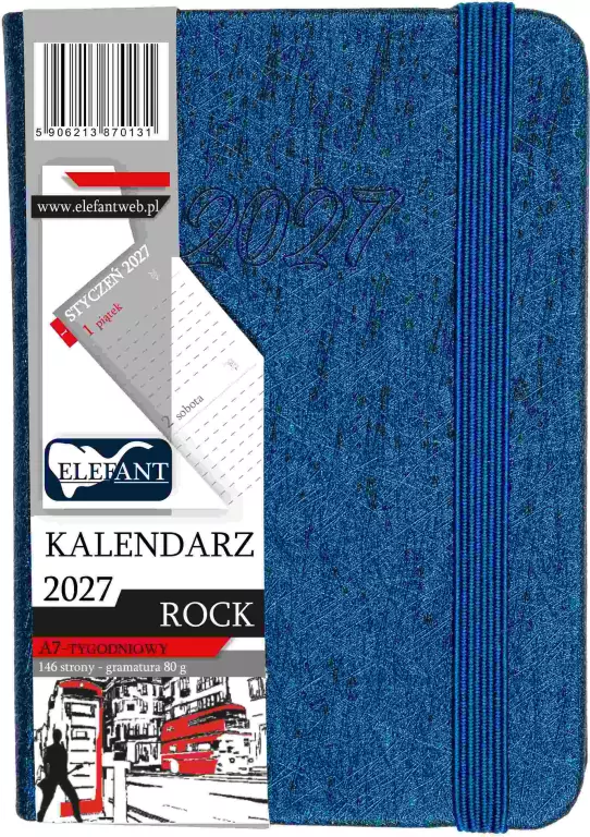 Kalendarz Rock 2027 A7 tygodniowy granatowy - tantis.pl