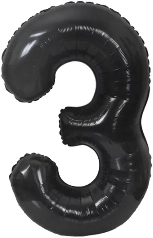 Balon foliowy B&C cyfra 3 matowa czarna 85cm - tantis.pl
