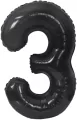 Balon foliowy B&C cyfra 3 matowa czarna 85cm - tantis.pl