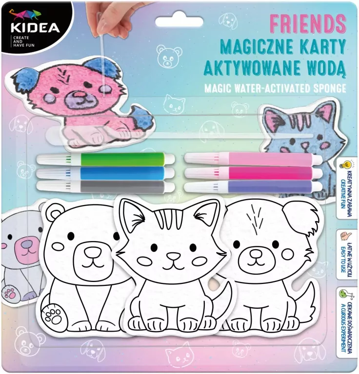 Magiczne karty aktywowane wodą friends KIDEA - tantis.pl