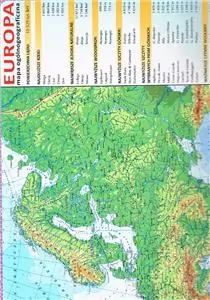 Podkładka edukacyjna. Europa - mapa ogólnogeograficzna i polityczna - tantis.pl