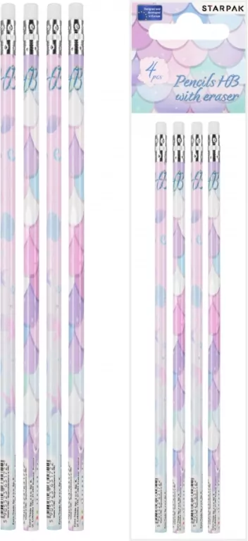 Ołówek z gumką HB Syrenki 4 sztuki - tantis.pl