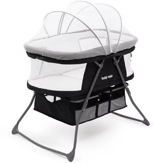 Składane łóżeczko-kołyska DreamyNest czarne - tantis.pl