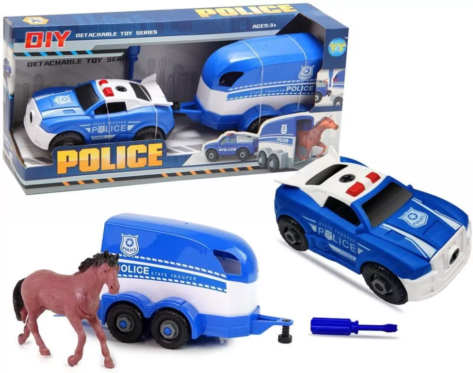 Auto policja z przyczepą rozkręcane - tantis.pl