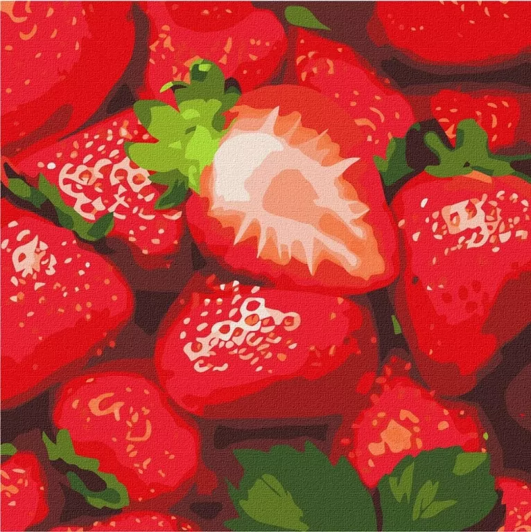 Malowanie po numerach. Soczysta truskawka 25x25cm - tantis.pl