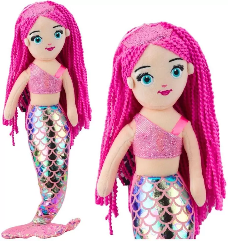 Syrenka pluszowa ogon z cekinami różowa 48cm - tantis.pl