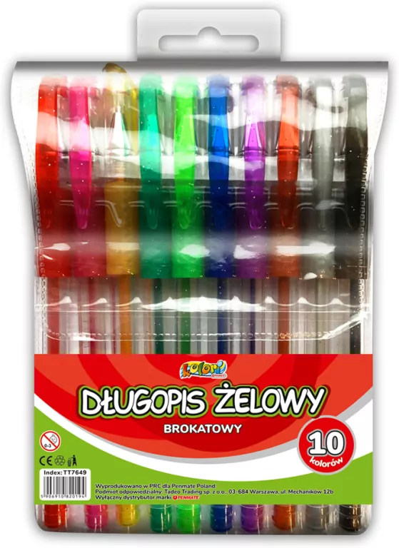 Długopis żelowy Kolori brokatowy 10 kol. PENMATE - tantis.pl