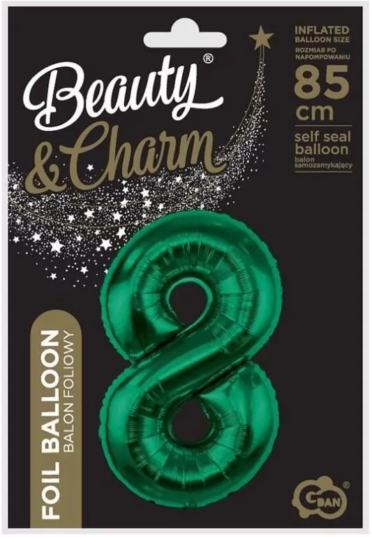 Balon foliowy B&C cyfra 8 zieleń butelkowa 85cm - tantis.pl