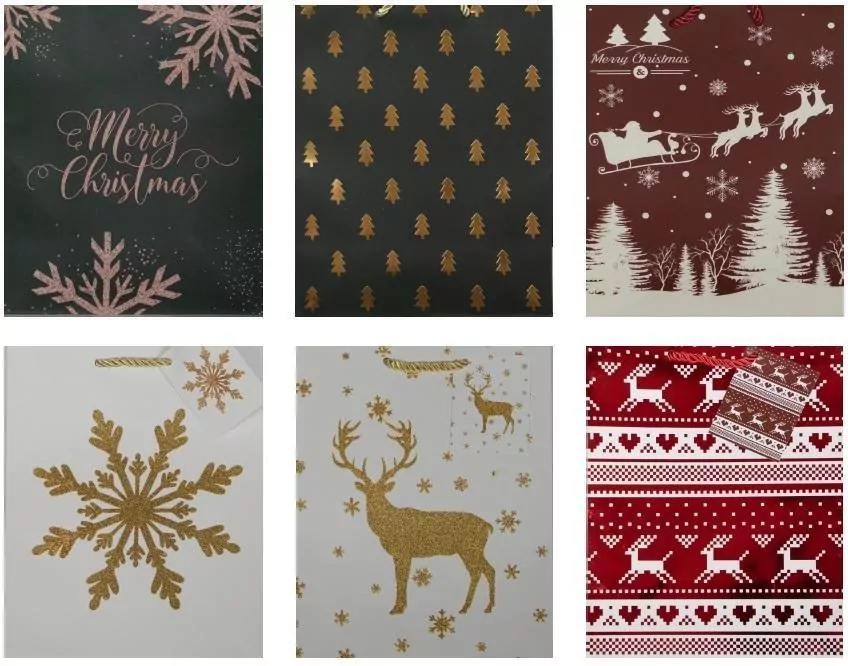 Torebka ozdobna LUX brokat Święta PL-2 mała - tantis.pl