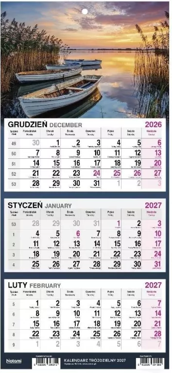 Kalendarz 2027 Trójdzielny Mały Łódki - tantis.pl