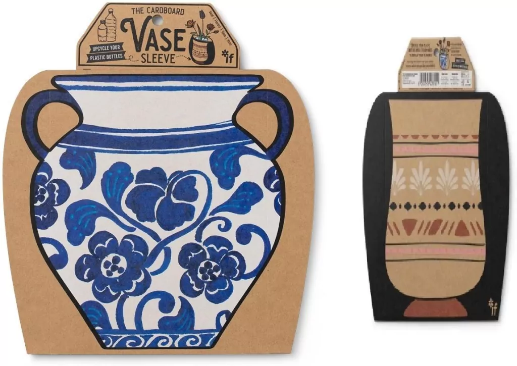 Wazon - kartonowy rękaw - Blue & White Floral - tantis.pl