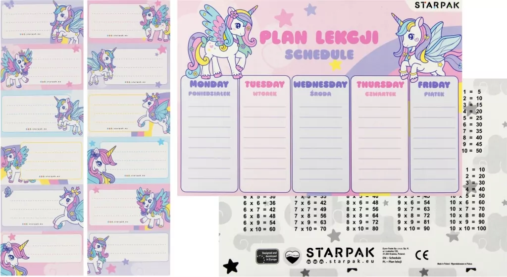 PLAN LEKCJI A5 NAKLEJ NA ZESZ UNICORN STK PB1/24 - tantis.pl